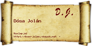 Dósa Jolán névjegykártya