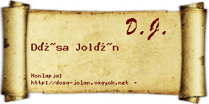 Dósa Jolán névjegykártya